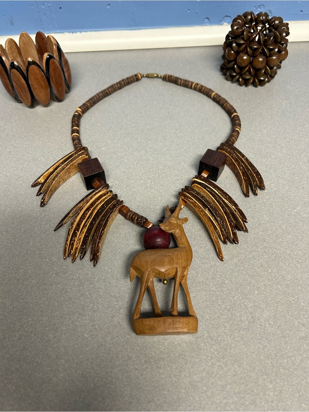 Unique Vintage Handcrafted Wooden Necklace and bracelets